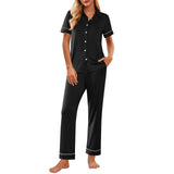 Spring And Summer Lady's Home Clothes Two Sets Of Short-Sleeved Top Trousers Button Pajamas Set Woman