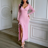 Dili Elegant Wind Sling Open Fork Dress Dress Women's 2025 Autumn And Winter