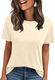2025 Women's Round Neck New Casual Loose Solid Color Short-Sleeved T-Shirt