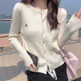 College Style Knitted Cardigan Women's Autumn And Winter 2026 New Niche Embroidery Temperament Outside A Small Man's Top