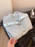 Gentle Wind Soft Milk Blue Sweater Cardigan Women's Autumn And Winter 2025 New Korean Version Of Loose Lazy Knitted Shirt Top