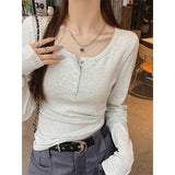 White Cotton Shoulder Long-Sleeved T-Shirt 2025 Autumn New Women's Decoration Body Slimy Inside The Bottom Shirt Top
