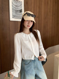 White Lotus Lace Lace Doll Collar Long-Sleeved Shirt Women 2026 Button Tight Under The Bottom Shirt