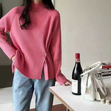 Lazy Half-High Collar White Sweater Women's Autumn And Winter 2025 New Thick Coat Inside The Bottom Of The Knitted Shirt Top