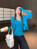 Korean Solid-Colored Pit Half-Necked Long-Sleeved Knitted Cardigan 2026 Autumn New Dress Jacket Top Woman