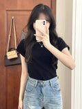 Positive Shoulder Basic T-Shirt Women's Short-Sleeved Summer 2025 New In-Bottom Shirt Small Retro Body Dress