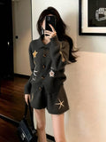 Lazy Casual Gray Knitting Set Early Winter Small Man Wearing Women 2026 New Top Pants Two Sets