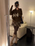 Maillard Curry Rhyme Lingo Collar Sweater Woman Lazy Outside Wearing Early Autumn And Winter Loose Chic Knit Shirt Top