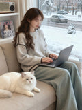 Irregular Design Feel Oat Color Knitted Sweater Women's New Autumn And Winter 2025 Unique Super-Looking Top