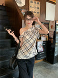 Lattice Bumpy Shoulder Dress Woman Summer 2026 New Hottie Design Sense Slimming T-Shirt