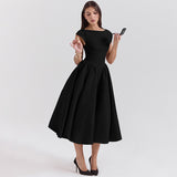 Spring 2025 French Pure Fashion Elegant Waist Thin Sleeveless Back Hollow Dress