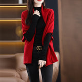 Autumn 2025 New Bat Sleeve Shawl Women Loose Knit Wool Coat Ocean Tucked Open Shirt Outside The Cloak