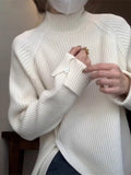 Lazy Half-High Collar White Sweater Women's Autumn And Winter 2025 New Thick Coat Inside The Bottom Of The Knitted Shirt Top