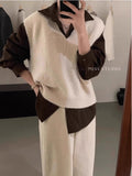 Curry Knitted Vest Women 2025 Spring New Small Ocean Gas Age Reduction Shoulder V Collar Folded Temperament Top