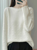 2025 Autumn And Winter New Round Neck Wave Knitted Shirt Loose Thick Coat With Gas Sweater Bottom Shirt Woman