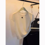 Summer Blue Little Flying Sleeve Ice Silk Knitted Short-Sleeved T-Shirt Femininity Slime Straight Shoulder Unique Beautiful Top