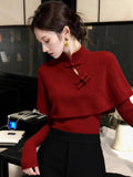 New Chinese Red Cloaked Sweater In Autumn 2025 Two Sets Of Tops With A Soft-Looking Knitwear