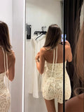 New Temperament Elegant Holiday Wind Hanging Neck Beach Knitted Dress