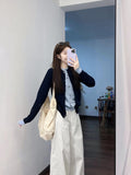 Korean Color Fake Two Knitted Cardigan Women's Early Autumn Design Sweater Jacket Autumn And Winter Fashion High-End Feel Top