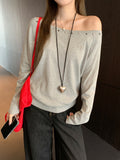 Spice Girls Sexy Shoulder Rivet Shirt Long-Sleeved T-Shirt Girl 2026 Autumn Design Sensational Diamond Inside Dress