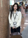 Lattice Splicing Fake Two College Style Sweater Women's Autumn And Winter New Loose High-End Knitted Shirt Top