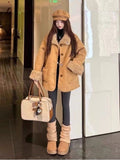 Vintage Temperament Fur Coat Women Winter Unique Fashion New High-End Plus Velvet Warm Double-Sided Coat