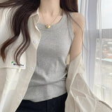 Sleeveless Wear Sling Vest Women's Summer Anti-Walking Suit Inside The Cover Of The Pair Of Milk Tight Thread To Play The Solid Color Top