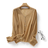 Bing Hemp Sunscreen Woman V-Neck Knitted Cardigan Thin Bamboo Thong Jacket Summer Loose Lazy Outside Air Conditioning Shirt