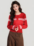 Fair Island Christmas Red Wearing A Knitted Cardigan Set Of Women's Autumn And Winter In The Vest Slings Two Sets