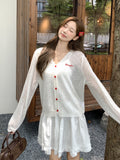 White Thin Letter-Print Knitted Jersey Women's 2026 Summer New Niche Design Feel Beautiful Top