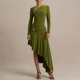 Autumn 2025 New Fashion Temperament Body-Body-In-Scuffed And Sexy Folding Folding Irregular Bag-Groom Dress