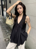 Black Sleeveless Sling Vest Shirt Women's Summer 2026 New French Unique Beautiful Shirt Thin Loose Top