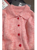 Korean Pink Polo Sweater Coat Women's Autumn And Winter 2025 New Gentle Soft Glutinous Age Reduction Knitted Open Shirt