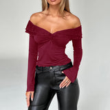 Dili Y2K Sexy Wind Solid Long-Sleeved T-Shirt Women's Top 2025 Autumn And Winter