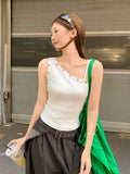 Super Good Oblique Collar Shoulder Irregular Sling Vest Summer 2026 New Willow Stud Design Blouse