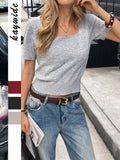 Dili Elegant Hair Knitted Round-Neck Short-Sleeved T-Shirt Women's Sweater Women's Clothing 2025 Autumn And Winter