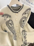 Self-Remaining Explosion Recommended ~ Heavy Industry Embroidered Lazy Style Long-Sleeved Knitted Cardigan Women Autumn And Winter Retro Design Sweater