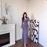 Royal Sister Unique Beauty V-Neck Purple Body-Beauty Fishtail Huge Look Long-Sleeved Dress Autumn 2025