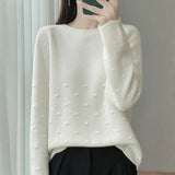 2025 Autumn And Winter New Round Neck Wave Knitted Shirt Loose Thick Coat With Gas Sweater Bottom Shirt Woman