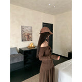 Temperament Suit Tied With Long-Sleeved T-Shirt On The Shoulder Of The Female Autumn High Waist Hanging Half Skirt Dress Two Sets