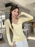 Doll Collar Sweet Pure Color Long-Sleeved T-Shirt Girl Autumn New Pure Desire To Repair The Temperament Of Thin Shoulder Clothes