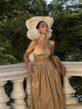 Spring And Summer 2025 New Solid Color Temperament Elegant Breast-Shade Sling Vest Half-Body Skirt