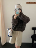 Lazy Wind Milk Wearing Early Autumn New Sweater Long Sleeves Head Bat Sleeve Short Knit Shirt Temperament Shirt Top
