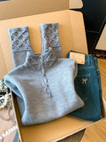 Direct Shop Recommended ~ Maillard Sweet Style Design High-Necked Long-Sleeved Knitted Sweater Autumn And Winter Half-High Collar Top