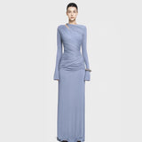 Autumn 2025 New Fashion Temperament Long-Sleeved Elegant Folded Waist High-Sense Dress