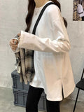 Deyvet Warm Loose Big White T With Winter Plus Velvet Long-Sleeved T-Shirt Women Folded In The Coat Of Clothing