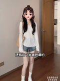 Thin Loose Thin Soft Wind Knitted Shirt Girl Spring 2025 New Lazy Wind Long Sleeve Sunscreen Shirt Top