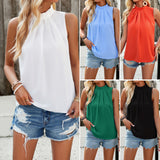 Dilu Women's Clothing 2025 Spring And Summer Temperament Elegant Half-High Collar Solid Color Jacket Sleeveless Top