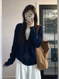 Korean Senior Sense Blue Fake Two Sweaters Women Early Autumn New Lazy Style Long-Sleeved French Knitted Shirt Top