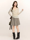 Pure Lace Splicing Two Long-Sleeved T-Shirt Women 2026 Spring High-End Riveting Shirt Inside The Top